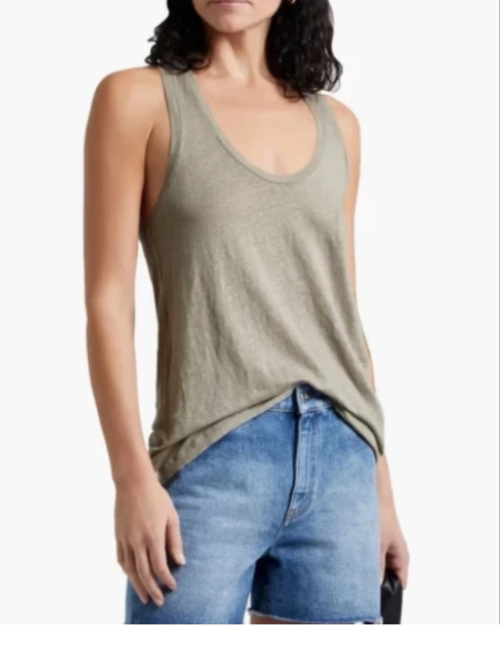 IRO Washed Olive Scoop Neck Tank